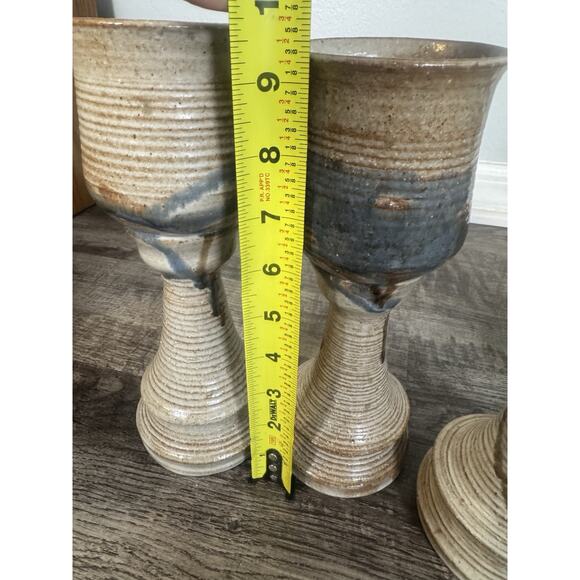 Studio Art Pottery Large Wine Goblet/Chalice 9 3/4” Set of 4 Handmade Glasses - Picture 3 of 16